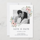Dusty Pink Roses Mittelsommer Floral Save the Date (Vorderseite)