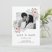 Dusty Pink Roses Mittelsommer Floral Save the Date (Stehend Vorderseite)