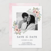 Dusty Pink Roses Mittelsommer Floral Save the Date (Vorne/Hinten)