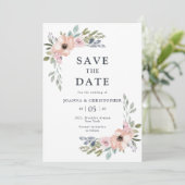 Dusty Pink Roses Mittelsommer Floral Save the Date Einladung (Stehend Vorderseite)