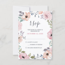 Dusty Pink Roses Mittsommer Blumenblüte RSVP Karte