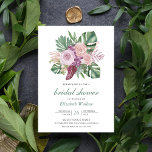 Dusty Pink Roses Tropical Monstera Brautparty Einladung<br><div class="desc">Erleben Sie Ihren Aufenthalt in diesem eleganten Hotel mit wunderschönen Blume und üppigen grünen Palmen-Blätter mit moderner Typografie. Fügen Sie einfach Ihre Veranstaltungsdetails zu dieser einfach zu bedienenden Vorlage hinzu,  um sie zu einer einmaligen Einladung zu machen.</div>