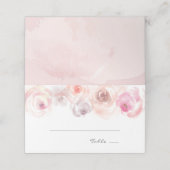 Dusty Pink Roses Wasserfarbe Platzkarte (Außenseite Aufgefaltet)