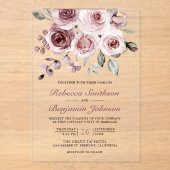 Dusty Pink Roses Wedding Acryleinladungen (Vorderseite)
