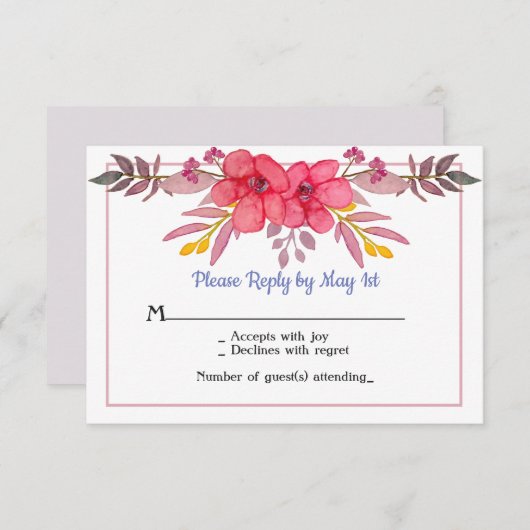 Dusty Pink RSVP Card denken (Vorne/Hinten)