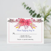 Dusty Pink RSVP Card denken Karte (Stehend Vorderseite)