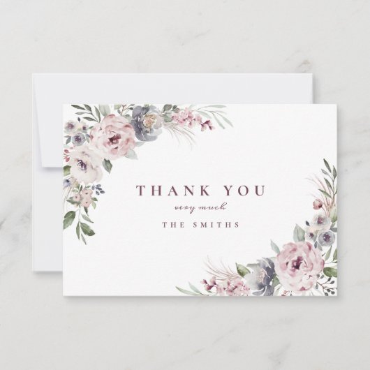 Dusty pink rustic boho floral danke Ihnen (Vorderseite)