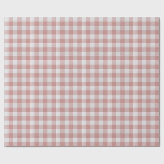 Dusty Pink Rustic Gingham Geschenkpapier (Flach)