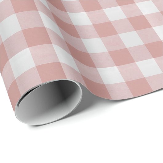 Dusty Pink Rustic Gingham Geschenkpapier (Rolleneckpunkt)