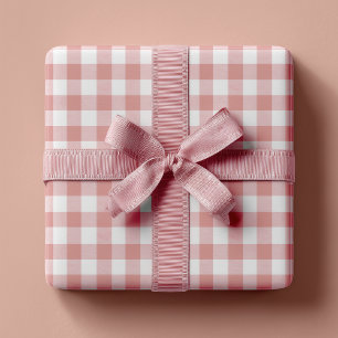 Dusty Pink Rustic Gingham Geschenkpapier