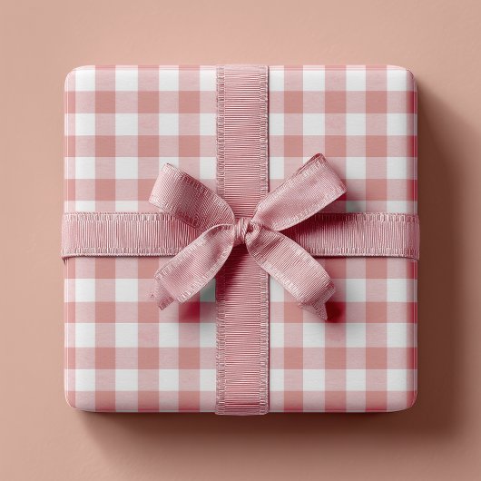 Dusty Pink Rustic Gingham Geschenkpapier