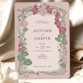 Dusty Pink Sage Elegante Botanische Hochzeit Einladung