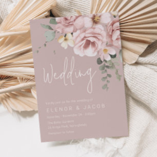 Dusty Pink & Sage Floral Wedding Einladung