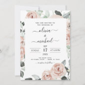 Dusty Pink Sage Green Floral Wedding Einladung (Vorderseite)