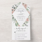 Dusty Pink - Sage Green Floral Wedding RSVP All In One Einladung (Innen Boden)