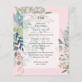 Dusty Pink Sage Hochzeit Zeremonie und Empfang Inv Flyer