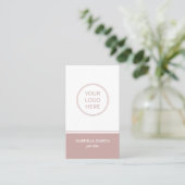 Dusty Pink Scannable QR Logo Business Card Visitenkarte (Stehend Vorderseite)
