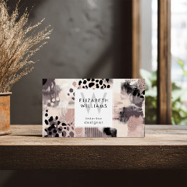 Dusty Pink Schwarze Abstrakte Monogramm Visitenkar