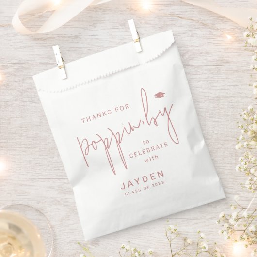 Dusty Pink Script Danke für Popping durch Abschlus Geschenktütchen (Ausgeschnitten)