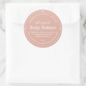 Dusty Pink Script Handmade Body Butter Label Runder Aufkleber (Tasche)