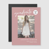 Dusty Pink Script School Graduate Foto Magnet (Vorne/Hinten)