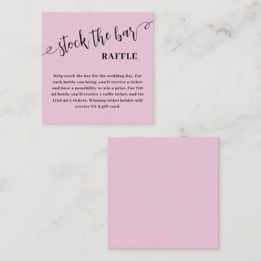 Dusty Pink Script Stock das Bar-Brautparty Begleitkarte (Vorne/Hinten)