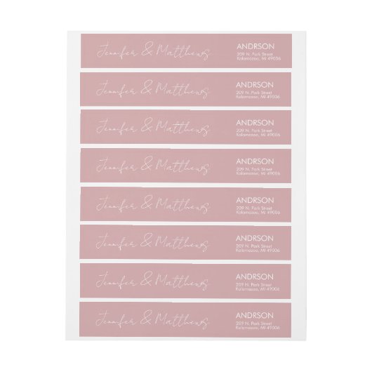 Dusty Pink Script Watermark Wedding Rücksendeadres (Bogen)