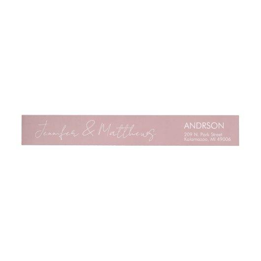 Dusty Pink Script Watermark Wedding Rücksendeadres (Person)
