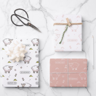 Dusty Pink Sheep Eid Mubarak Kinder Geschenkpapier Set