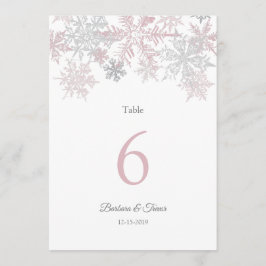 Dusty Pink & Silver Snowflake Winter Tischnummern
