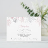 Dusty Pink & Silver Snowflakes Hochzeitsempfang Begleitkarte (Stehend Vorderseite)