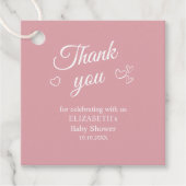 Dusty Pink Simple Baby Dusche Vielen Dank für Ihre Geschenkanhänger (Vorderseite)