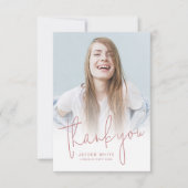 Dusty Pink Simple Modern Script 2 Foto Abschluss Dankeskarte (Vorderseite)
