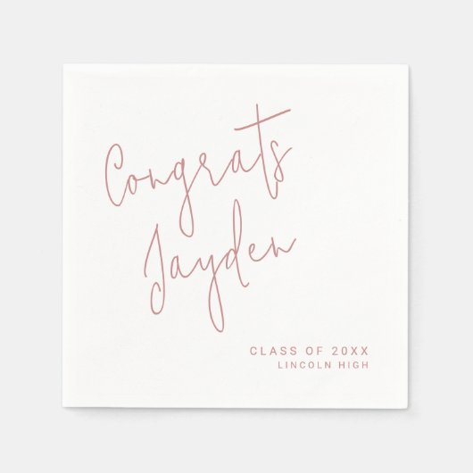 Dusty Pink Simple Modern Script Congrads Graduate Serviette (Vorderseite)