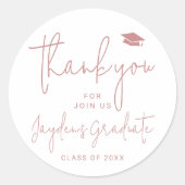 Dusty Pink Simple Modern Script Graduate vielen Da Runder Aufkleber (Vorderseite)