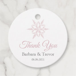 Dusty Pink Snowflakes Winter Wedding Danke Geschenkanhänger