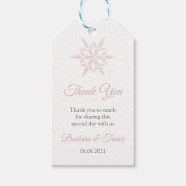 Dusty Pink Snowflakes Winter Wedding Danke Geschenkanhänger