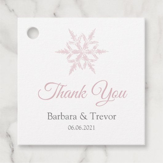 Dusty Pink Snowflakes Winter Wedding Danke Geschenkanhänger (Vorderseite)