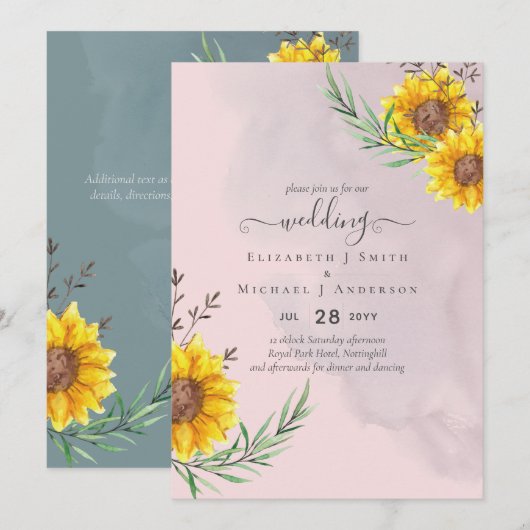 Dusty Pink Sonnenblumen Rustic Boho Wedding (Vorne/Hinten)