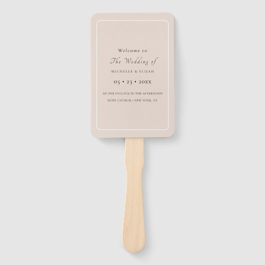 Dusty Pink Square Wedding Program Fans Fächer (Vorderseite)