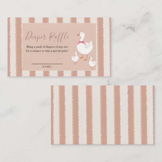 Dusty Pink Striped Little Gänse Baby Diaper Raffel Begleitkarte (Vorne/Hinten)