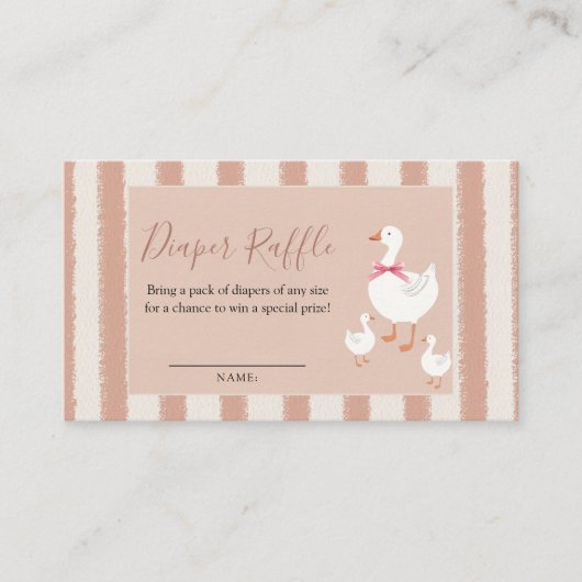 Dusty Pink Striped Little Gänse Baby Diaper Raffel Begleitkarte (Vorderseite)