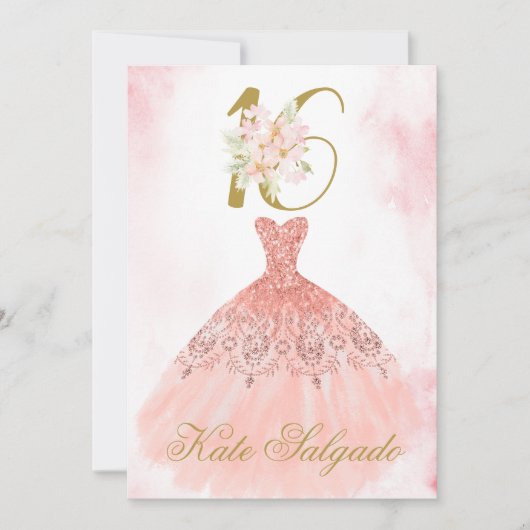 Dusty pink Sweet 16 Einladung (Vorderseite)