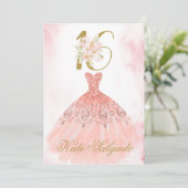 Dusty pink Sweet 16 Einladung (Stehend Vorderseite)