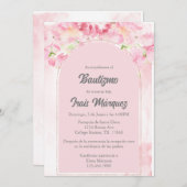 Dusty-pink-Taufeinladung Einladung (Vorne/Hinten)