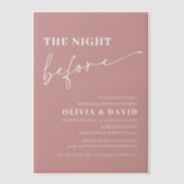 Dusty Pink The Night Before Probe Dinner Pergament Einladungen (Vorderseite)