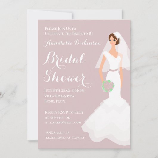 Dusty Pink Thema 2 Einladung (Vorderseite)