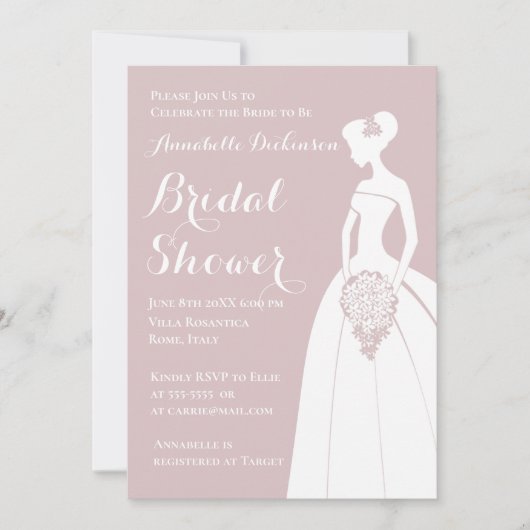 Dusty Pink Theme Einladung (Vorderseite)