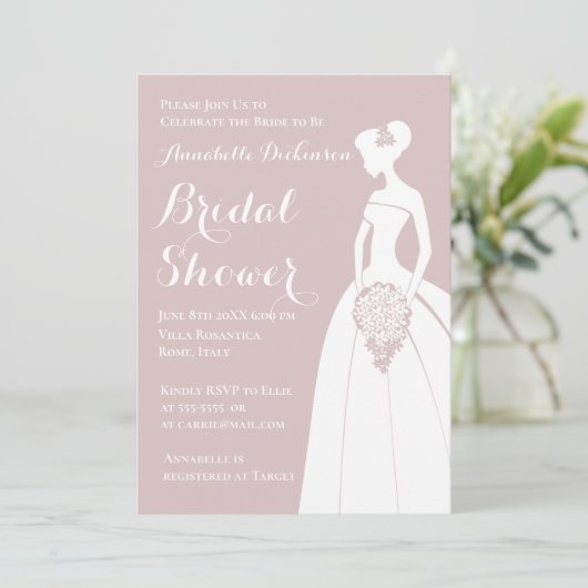 Dusty Pink Theme Einladung (Stehend Vorderseite)