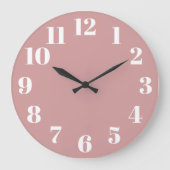 Dusty Pink Trendy Number Große Wanduhr (Vorderseite)